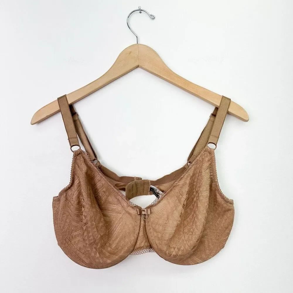 Chantelle Women’s Tan Teracotta Lace Illusion Seamless Unlined Underwire Bra